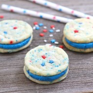 Red, White & Blue Funfetti Sandwich Cookies-Two Peas and Their Pod