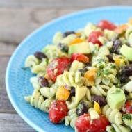 Southwestern Pasta Salad with Creamy Avocado Dressing | www.twopeasandtheirpod.com