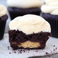Chocolate Peanut Butter Cup Cupcakes from www.twopeasandtheirpod.com #recipe #cupcakes