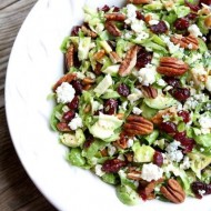 Chopped Brussels Sprouts with Dried Cranberries, Pecans & Blue Cheese from www.twopeasandtheirpod.com #recipe #vegetarian #glutenfree