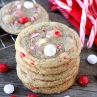 White Chocolate Peppermint M&M Cookies from www.twopeasandtheirpod.com #recipe #cookie #Christmas