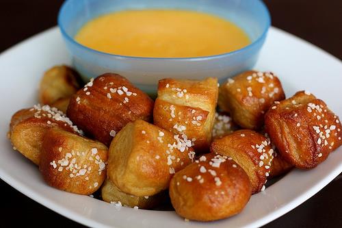 Soft Pretzel Bites with Cheese Sauce