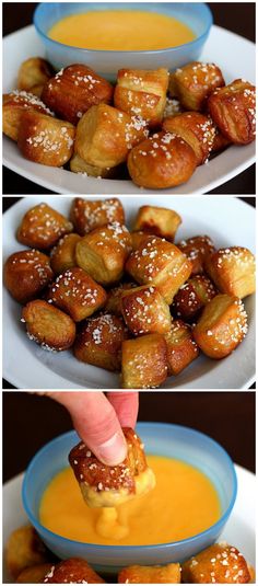 Homemade Soft Pretzel Bites-these little pretzel bites are fun to make at home and are great for parties and game day! #homemade #snack #gameday #pretzel Visit twopeasandtheirpod.com for more simple, fresh, and family friendly meals.
