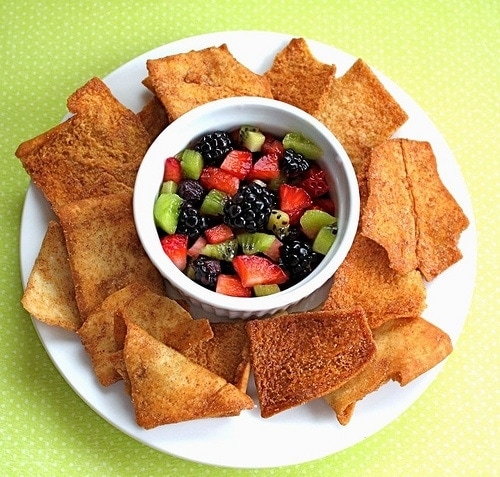 Fruit Salsa with Cinnamon Sugar Pita Chips Image