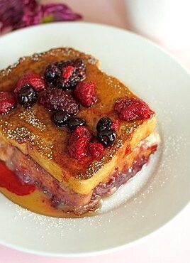 Stuffed French Toast on Plate Ready to Serve
