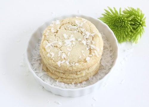 Chewy Lime and Coconut Sugar Cookie Recipe on twopeasandtheirpod.com