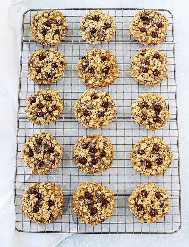 Banana Oatmeal Cookies on cooling rack