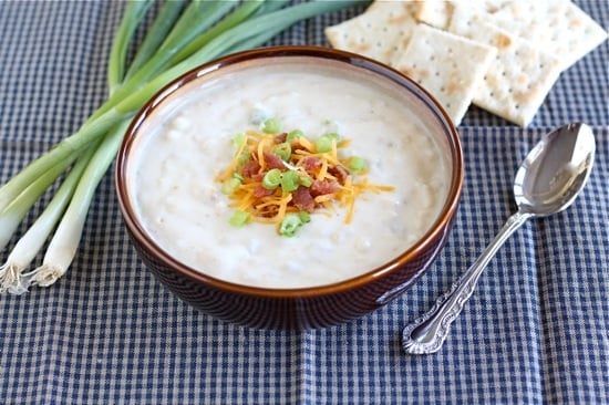 Baked Potato Soup Recipe with Cheese and Onions