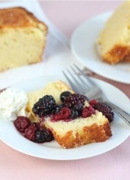 Lemon ricotta cake served with fresh berries