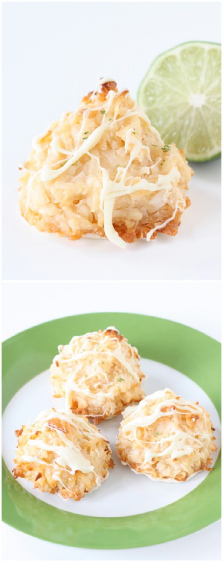 Coconut Lime Macaroons with White Chocolate on twopeasandtheirpod.com Love these cookies!