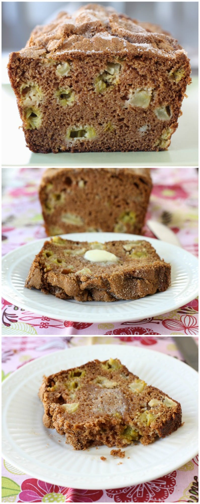 Rhubarb Apple Bread Recipe on twopeasandtheirpod.com This easy quick bread is the perfect bread for spring!