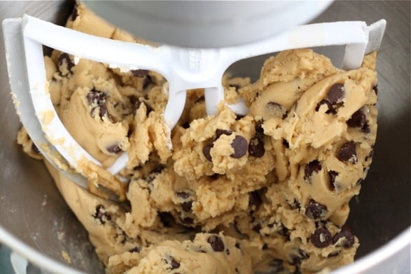 Chocolate chip cookie bars dough