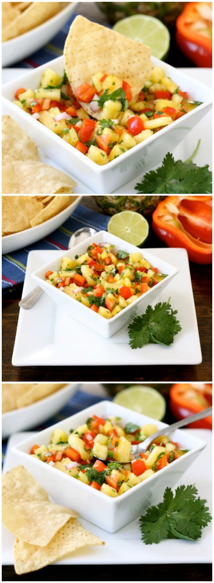 Pineapple Salsa Recipe on twopeasandtheirpod.com This salsa is so easy to make! Great with chips, fish, pork, or chicken!