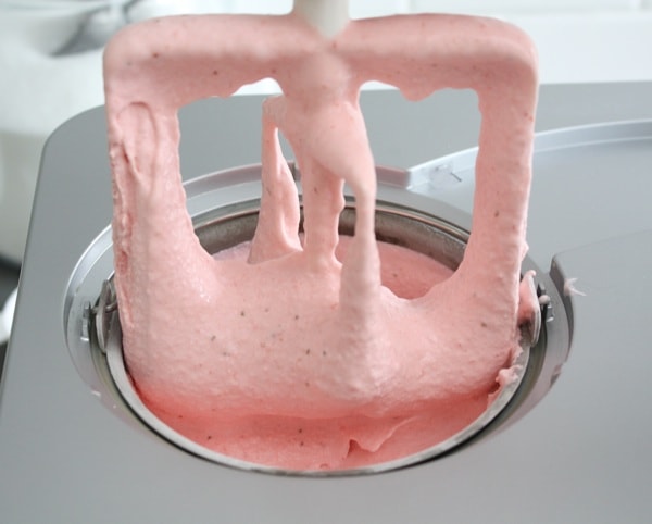 strawberry-ice-cream strawberry sour cream ice cream churning