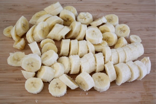 Sliced Bananas Ready To Be Frozen