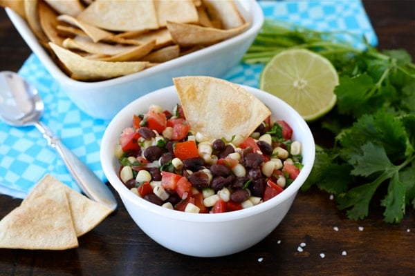 Black Bean Corn Salsa Recipe with tortilla chips