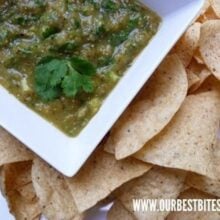 tomatillo salsa ready for dipping