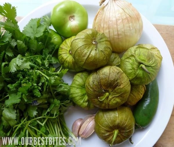 ingredients for tomatillo sauce