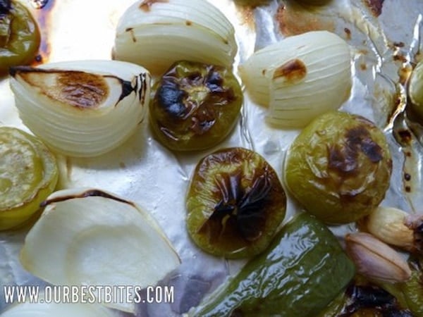 how to make tomatillo salsa - roasting vegetables