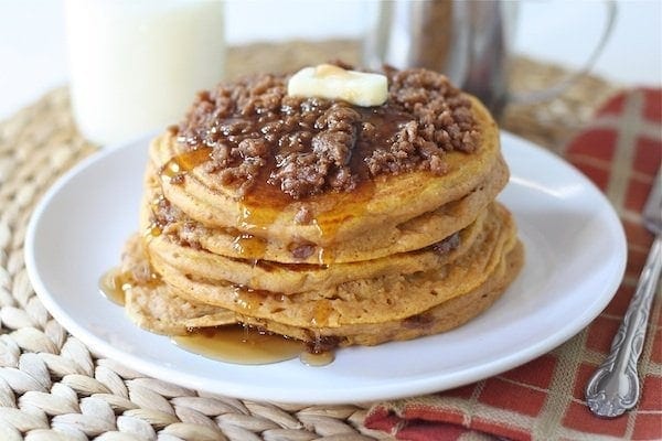 Pumpkin Cinnamon Streusel Pancake stack