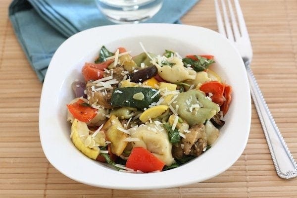Healthy Summer Salads - tortellini salad with roasted vegetables
