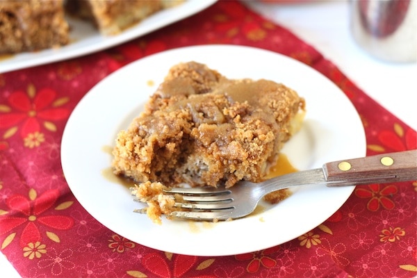 Apple Coffee Crumb Cake with Brown Sugar Glaze Recipe on twopeasandtheirpod.com #recipe