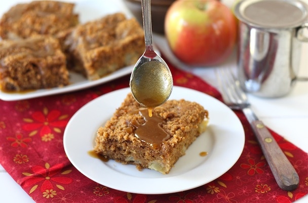 Apple Coffee Crumb Cake with Brown Sugar Glaze Recipe on twopeasandtheirpod.com This cake is SO good!