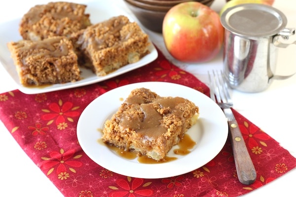 Apple Coffee Crumb Cake with Brown Sugar Glaze Recipe on twopeasandtheirpod.com