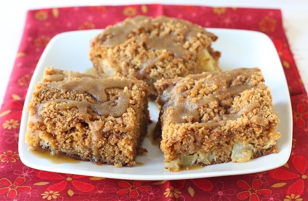 Apple Coffee Crumb Cake with Brown Sugar Glaze Recipe on twopeasandtheirpod.com #recipe