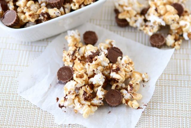 Reese's Peanut Butter Popcorn Recipe on twopeasandtheirpod.com #recipe