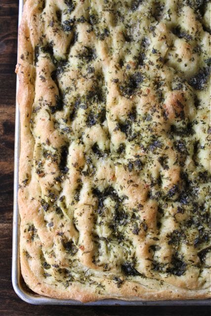 homemade focaccia bread baking