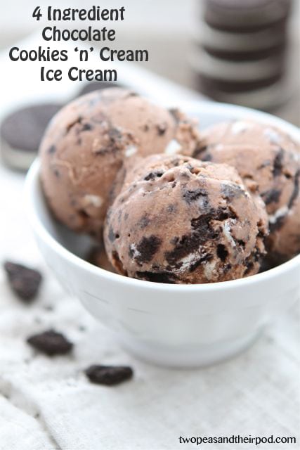 4-Ingredient Chocolate Cookies 'n' Cream Ice Cream Easy creamy chocolate ice cream with Oreo cookies