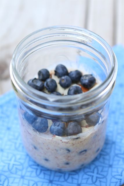 Overnight Blueberry Almond Oats Recipe on twopeasandtheirpod.com 