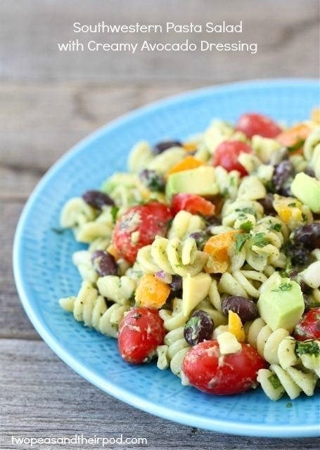 Summer Salads - Southwestern Pasta Salad with Creamy Avocado Dressing