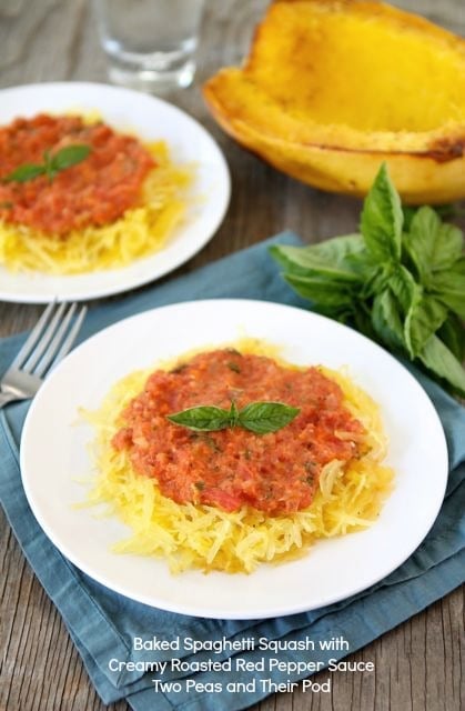 Spaghetti Squash with Roasted Red Pepper Sauce