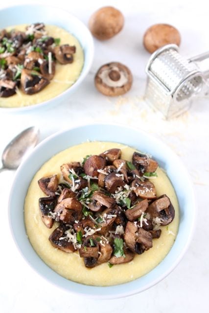 Polenta recipe with roasted mushrooms