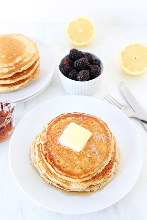 Lemon Poppy Seed Yogurt Pancake Recipe on www.twopeasandtheirpod.com Lemon-Poppy-seed-Yogurt-Pancakes-2