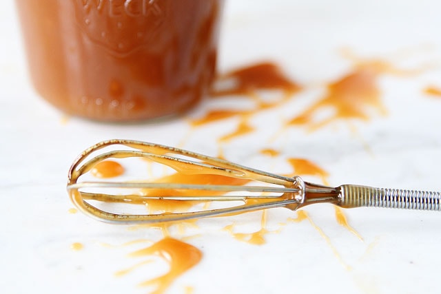 Gooey Caramel Sauce on Marble Counter