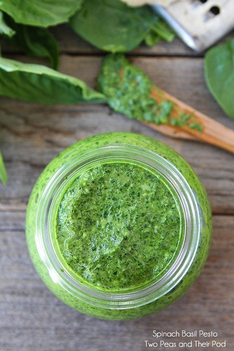 Homemade Basil pesto in jar