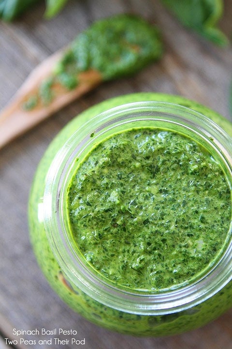 Nut free pesto with basil and spinach