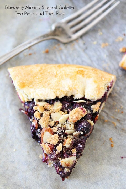 Blueberry Almond Streusel Galette on twopeasandtheirpod.com Galette dough is SO much easier than pie dough. This recipe is easy and SO good!