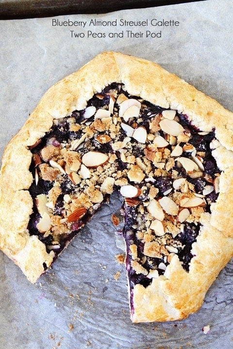 Blueberry Almond Streusel Galette Recipe on twopeasandtheirpod.com My favorite galette recipe!