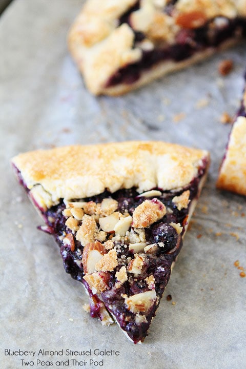 Blueberry Almond Streusel Galette on twopeasandtheirpod.com A rustic summer dessert that everyone will love!