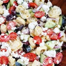 Tortellini Salad that is Greek Inspired