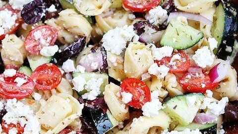 Tortellini Salad that is Greek Inspired
