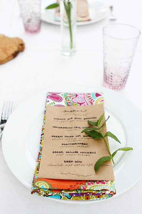 Dinner Party Menu on Brown Paper Bags on twopeasandtheirpod.com