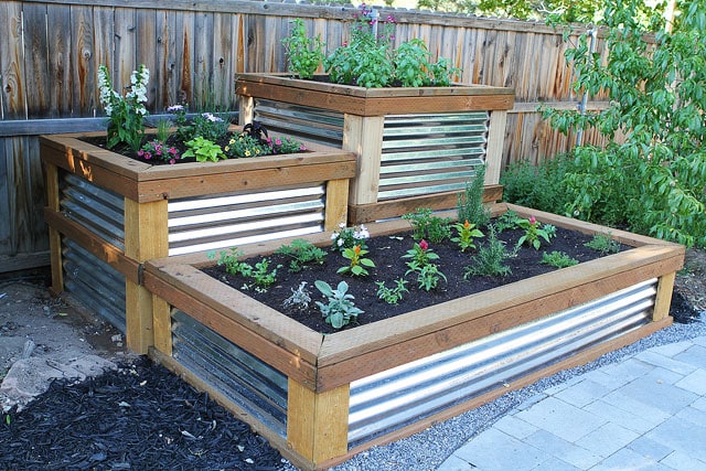 Raised Herb Garden, Diy Raised Garden Beds With Corrugated Metal