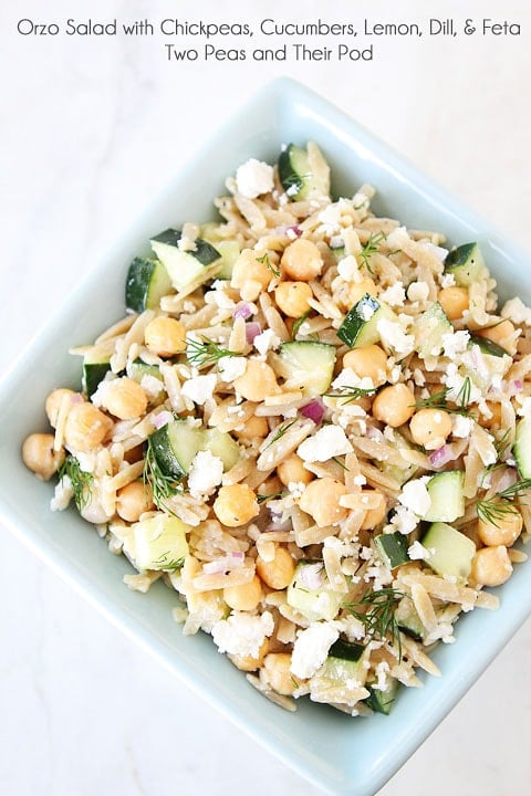 Orzo Salad with Chickpeas, Cucumbers, Lemon, Dill, & Feta