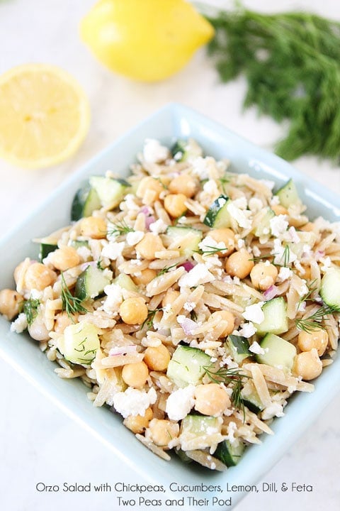 Orzo Salad with Chickpeas, Cucumbers, Lemon, Dill, & Feta Recipe