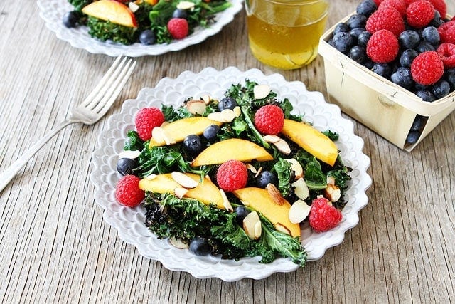 Grilled Kale Salad with Berries &amp; Nectarines Image